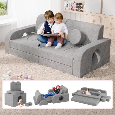 Factory Custom 14 PCS Modular Kids Couch Set for Playroom Fort Building and Creative Setup