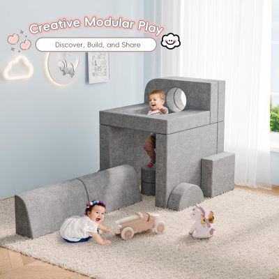 Factory Custom 14 PCS Modular Kids Couch Set for Playroom Fort Building and Creative Setup