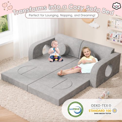 Factory Custom 14 PCS Modular Kids Couch Set for Playroom Fort Building and Creative Setup