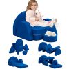 OEM&ODM Factory 7 PCS Modular Kids Play Couch Nugget Foam Cushion for Bedroom Playroom Blue-Single