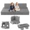 8 PCs Modular Kids Play Couch Convertible Foam Sofa for Toddlers Grey
