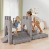 8 PCs Modular Kids Play Couch - Convertible Foam Sofa for Toddlers Grey