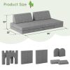 8 PCs Modular Kids Play Couch - Convertible Foam Sofa for Toddlers Grey