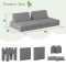 8 PCs Modular Kids Play Couch Convertible Foam Sofa for Toddlers Grey