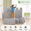 8 PCs Modular Kids Play Couch - Convertible Foam Sofa for Toddlers Grey