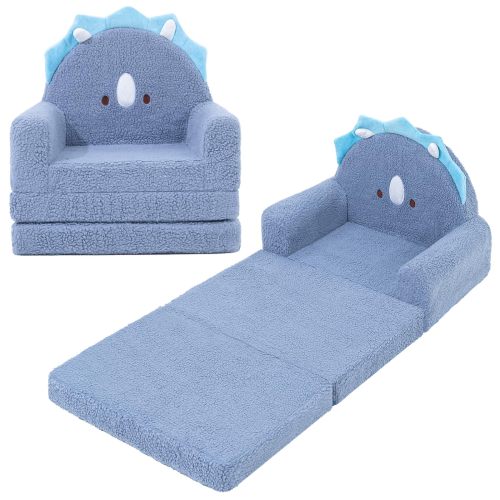 Customizable Sherpa Kids Couch with Triceratops Design for Toddlers Bedroom and Playroom Use
