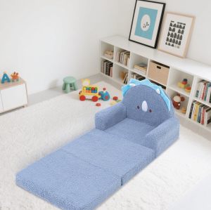 Customizable Sherpa Kids Couch with Triceratops Design for Toddlers Bedroom and Playroom Use