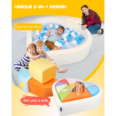 Customizable Heart Shape Ball Pit Puzzle Set for Toddlers Soft Play and Room Décor