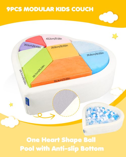 Customizable Heart Shape Ball Pit Puzzle Set for Toddlers Soft Play and Room Décor