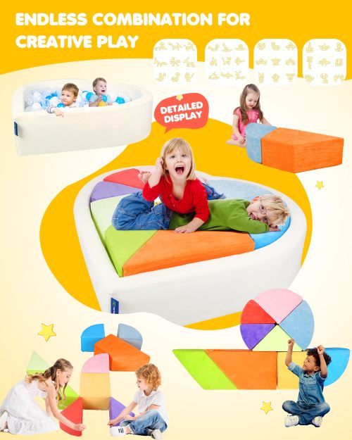 Customizable Heart Shape Ball Pit Puzzle Set for Toddlers Soft Play and Room Décor