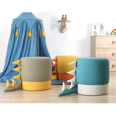 Custom Factory-Made Dinosaur Shaped Pouf and Ottoman for Kids' Rooms