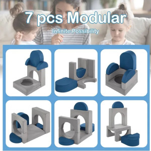 Tailored 7 pcs Modular Kids Play Couch Soft Foam Climbing Blocks for Toddlers