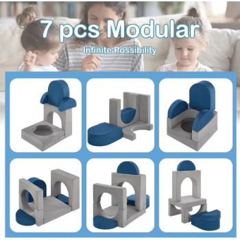 Tailored 7 pcs Modular Kids Play Couch Soft Foam Climbing Blocks for Toddlers