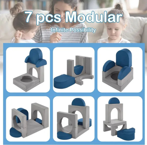Tailored 7 pcs Modular Kids Play Couch Soft Foam Climbing Blocks for Toddlers