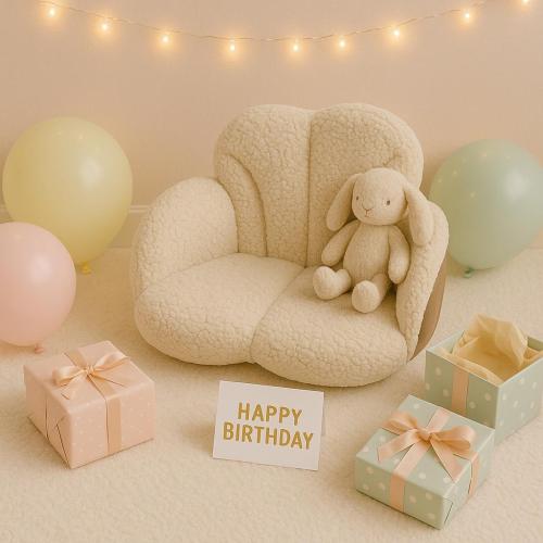 Customized Toddler Floor Cushion Chair Cozy Reading Seat Sherpa Armchair Gift