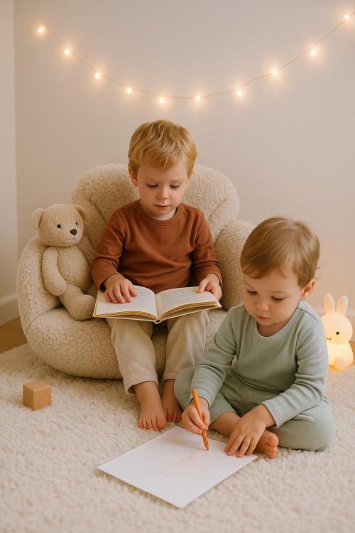 Customized Toddler Floor Cushion Chair Cozy Reading Seat Sherpa Armchair Gift