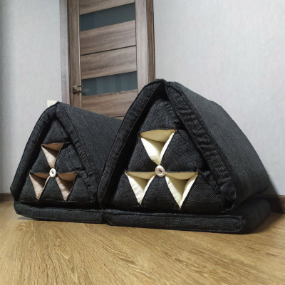 Custom Black Foam Tri-Fold Soft Cushion Single Sofa Bed for Small Spaces