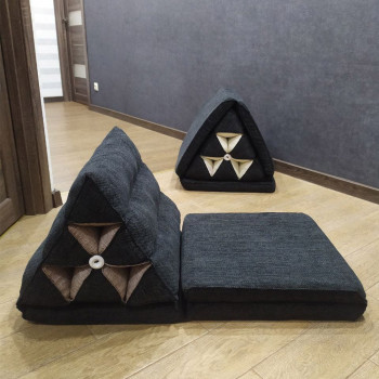 Custom Black Foam Tri-Fold Soft Cushion Single Sofa Bed for Small Spaces