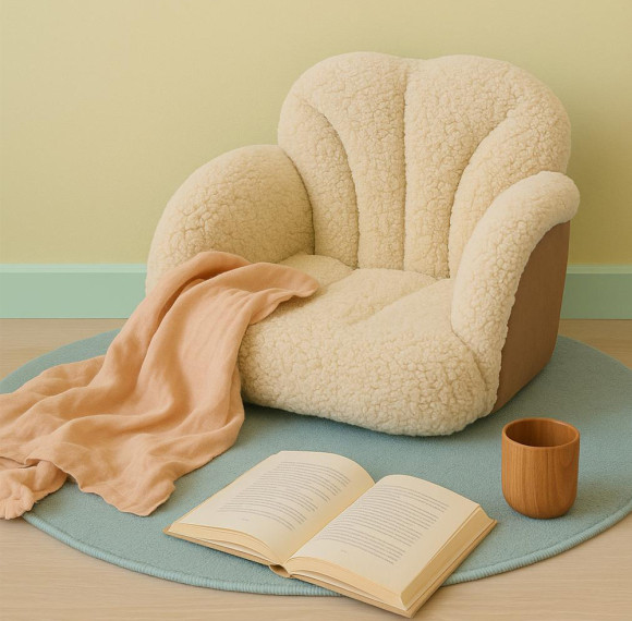 Customized Toddler Floor Cushion Chair Cozy Reading Seat Sherpa Armchair Gift