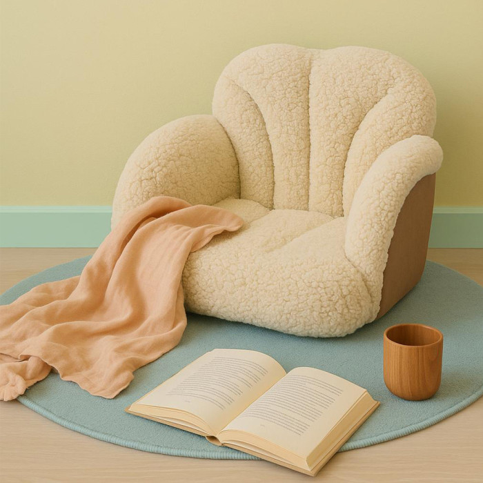 Customized Toddler Floor Cushion Chair Cozy Reading Seat Sherpa Armchair Gift