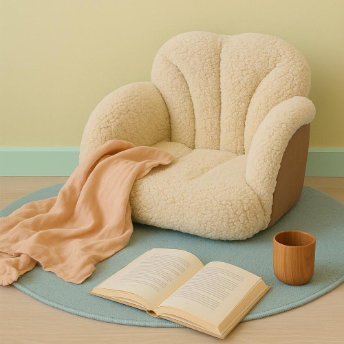 Customized Toddler Floor Cushion Chair Cozy Reading Seat Sherpa Armchair Gift