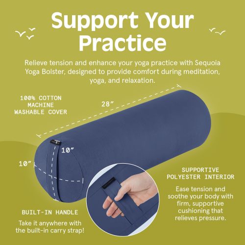 Custom Yoga Bolster Pillow Meditation Cushion with Machine Washable Cotton Cover