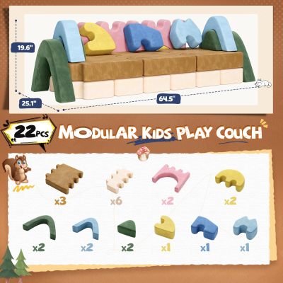 Customized Multicolor Puzzle Foam Blocks Modular Children Couch