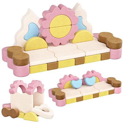 Customized Cute Pink Fairy Theme Multicolor Puzzle Foam Blocks Modular Children Loveseat