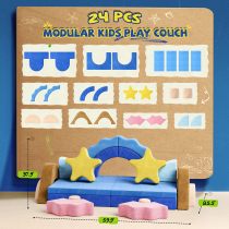 Customized Cute Blue Ocean Theme Multicolor Puzzle Foam Blocks Modular Children Couch