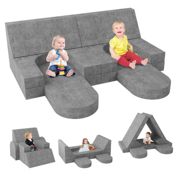 Custom Gary Modular Sofa with Heart-Shaped Cushions for Toddlers Playroom and Bedroom