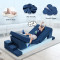 Custom Blue Modular Sofa with Heart-Shaped Cushions for Toddlers Playroom and Bedroom