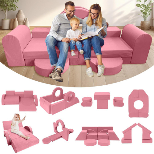 Custom Blue Arch and Basketball Modular Sofa for Little Ones with Soft Foam Cushions