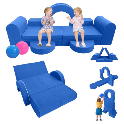 Custom Blue Arch and Basketball Modular Sofa for Little Ones with Soft Foam Cushions