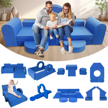 Custom Blue Arch and Basketball Modular Sofa for Little Ones with Soft Foam Cushions