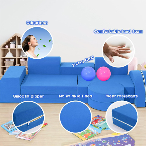 Custom Blue Arch and Basketball Modular Sofa for Little Ones with Soft Foam Cushions