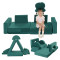 Custom Dark Green Modular Sofa for Toddlers with Soft Foam Cushions
