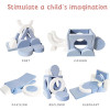 Custom Blue Modular Sofa for Little Ones with Soft Foam Cushions for Playroom and Bedroom
