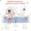 Custom Blue Modular Sofa for Little Ones with Soft Foam Cushions for Playroom and Bedroom