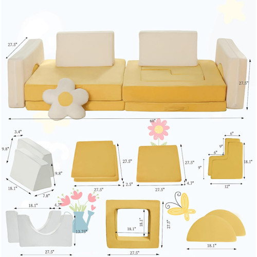 Factory Customized Compressible Kids Fabric and Sponge Combo Sofa for Wholesale