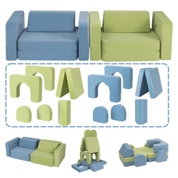 Customizable Modular Play Couch Sofa Bed with Soft Foam Lounging Pads for Kids