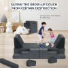 Custom-Made Grey Modular Kids Sofa Set for Playroom and Bedroom