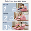 Customized Pink Foldable Double Kids Sofa with Compressed Foam for Playroom