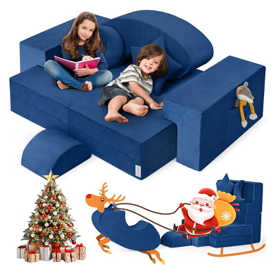 Tailored Navy Blue Modular Children Sofa Set for Playroom and Bedroom