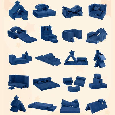 Tailored Navy Blue Modular Children Sofa Set for Playroom and Bedroom