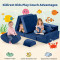 Tailored Navy Blue Modular Children Sofa Set for Playroom and Bedroom
