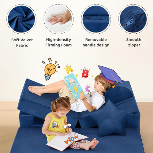 Tailored Navy Blue Modular Children Sofa Set for Playroom and Bedroom