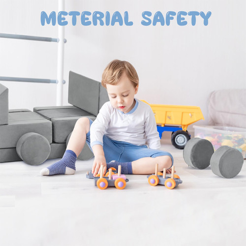 Customized Grey 22 Piece Modular Kids Sofa Set for Playroom and Bedroom