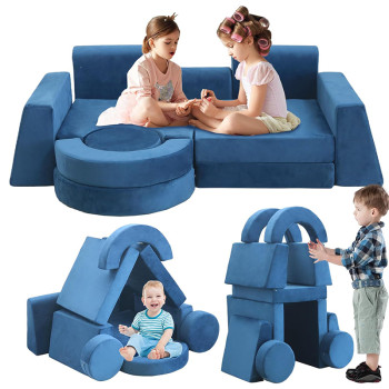 Tailored Light Blue Modular Children Sofa Set for Playroom and Creative Spaces