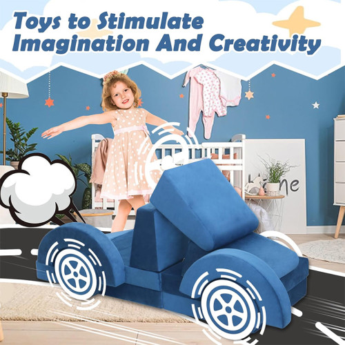 Tailored Light Blue Modular Children Sofa Set for Playroom and Creative Spaces