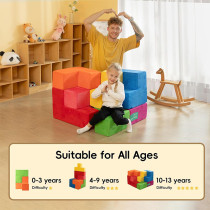 Custom Colorful Tetris Style Modular Kids Sofa Set for Playroom and Creative Spaces